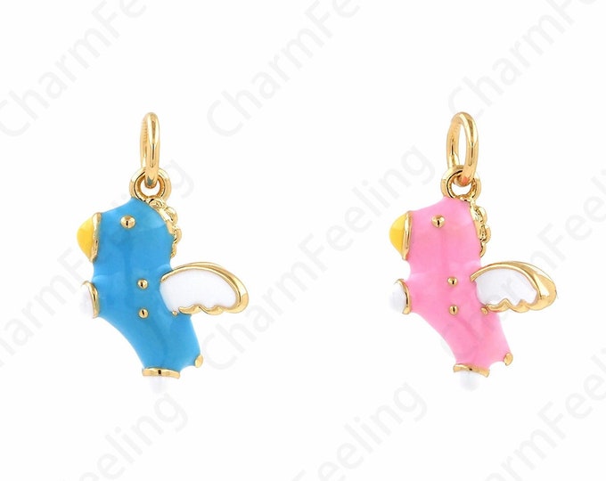 Micropavé CZ Unicorn Pendant, Horse Necklace,Animal Charm, 18K Gold Filled Unicorn Charm, DIY Jewelry Supplies, 18x12x6mm
