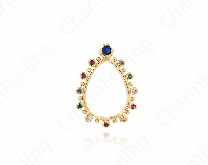 18K Gold Filled Teardrop Charm,Hollow Pendant, Teardrop Pendant, Micropavé CZ Waterdrop Necklace, DIY Jewelry Supplies, 26x19.5x2mm
