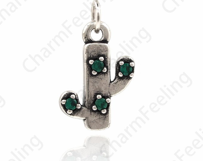 High Quality Cactus Necklace-Micropave Plant Pendant-Exquisite Necklace Bracelet-DIY Bracelet Necklace Making Supplies (15x9x2.5mm)