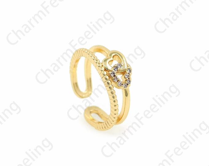 18K Gold Filled Rings, Circle Rings, Heart Rings, Wedding Rings, Party Rings,Micro Pavé CZ Wide Rings, Fashion Rings,