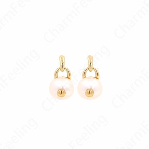 Hoepel oorbellen, sierlijke parel oorbellen, knipsel oorbellen, 18K goud gevulde parel oorbellen, cadeau voor haar, 16,5x9x10,5mm