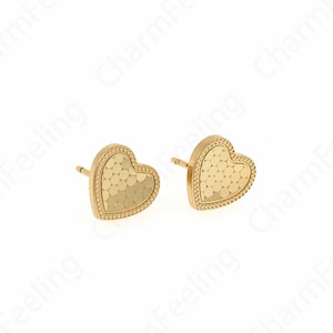 1 Pair,Honeycomb Love Earrings, 18K Gold Filled Love Earrings, Heart Stud Earrings,Pierced Earrings, DIY Jewelry Accessories,10x9.5x1.2mm