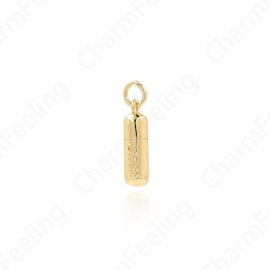 Micropavé CZ Pill Necklace, Pill Pendant, Pill Pendant, 18K Gold Filled Cylinder Necklace, DIY Jewelry Accessories 20x4.7x4.7mm