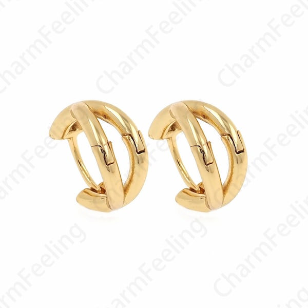 Hoop Earring, Tragus Earring,Pierced Earrings, Simple Gold Hoop,Tragus Piercing, Simple Hoop, Endless Hoop, Huggie Tragus,13.5x12.5x6.5mm