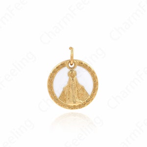 Virgin Mary Necklace, Exquisite Virgin Mary Pendant, Micro-Pave Saint Guadalupe Medal, Religious Jewelry 14x16.8x2.3mm