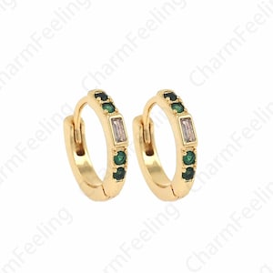 Micropave CZ Earring Charm,Dainty Earrings,18K Gold Filled Round Earrings,Zircon Earrings,DIY Jewelry Supplies,12.5x14x2mm