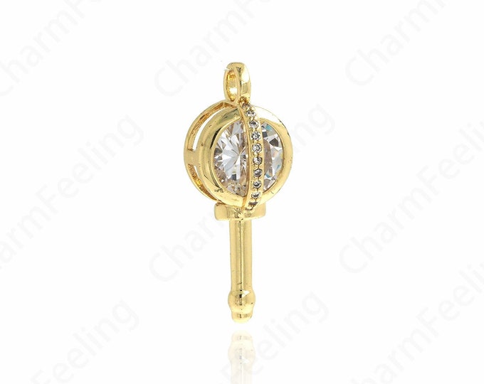 18K Gold Filled Bar Pendant, Micropavé CZ Rectangular Necklace, Bar Necklace, Rectangular Pendant, DIY Jewelry Accessories, 31x11.8x9mm