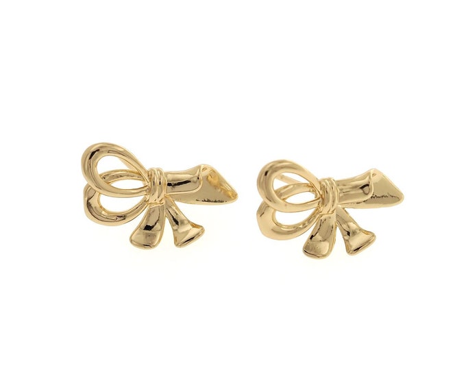 18K Gold Filled Bow Earrings,Dainty Exquisite Earrings, Bow Hoops,A Gift For Her, 13x22x3.5mm