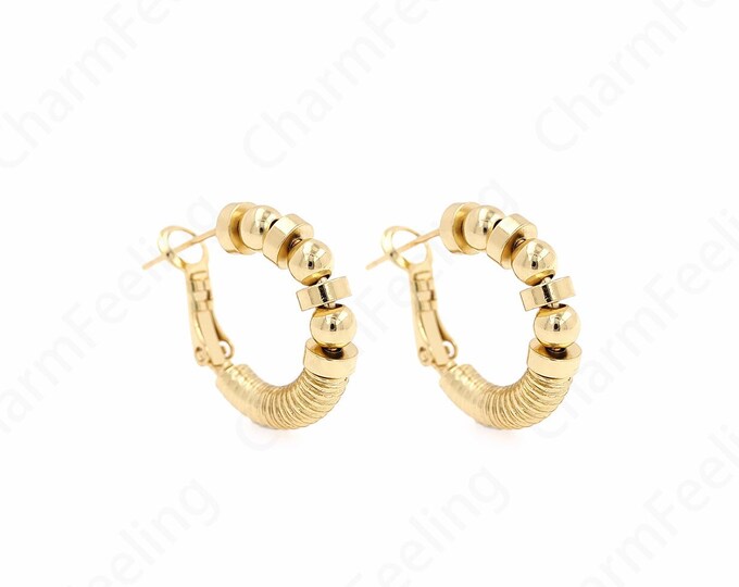 1 Pair C-Shaped Earrings 18K Gold Filled Thick Earrings Dainty Earrings,Moon Earrings Crescent Earrings Gift for Her,21x21.5x4.5mm