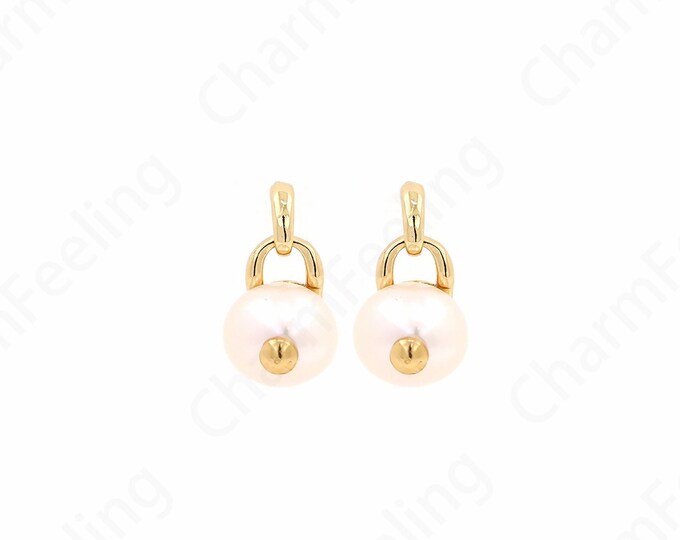 Hoop Earrings,Dainty Pearl Earrings, Cutout Earrings, 18K Gold Filled Pearl Earrings,Gift for Her, 16.5x9x10.5mm