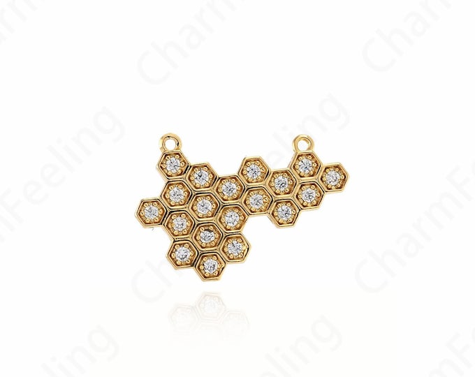1pcs,Beekeeper Jewelry, Honeycomb Necklace, Honeycomb Pendant, Bee Hive Necklace, DIY Jewelry Making Accessories 16.5x24.3x2.2mm
