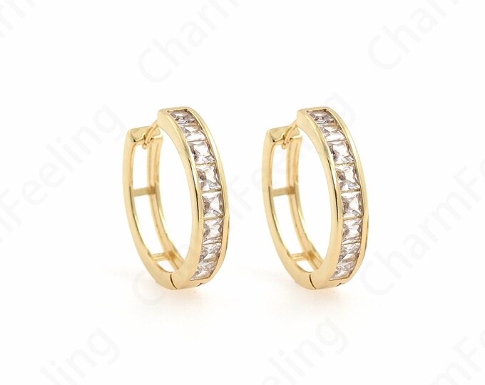 Round Pendants,Hollow Earrings,Micropavé CZ Gold Earrings,18K Gold Filled Round Earrings,DIY Jewelry Accessories 22x21x4.4mm