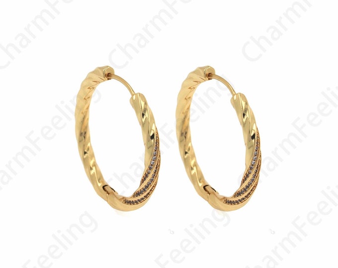 18K Gold Filled Round Earrings,Hollow Earrings,Micropavé CZ Gold Earrings,Round Pendants,Boho Earrings,DIY Jewelry Accessories