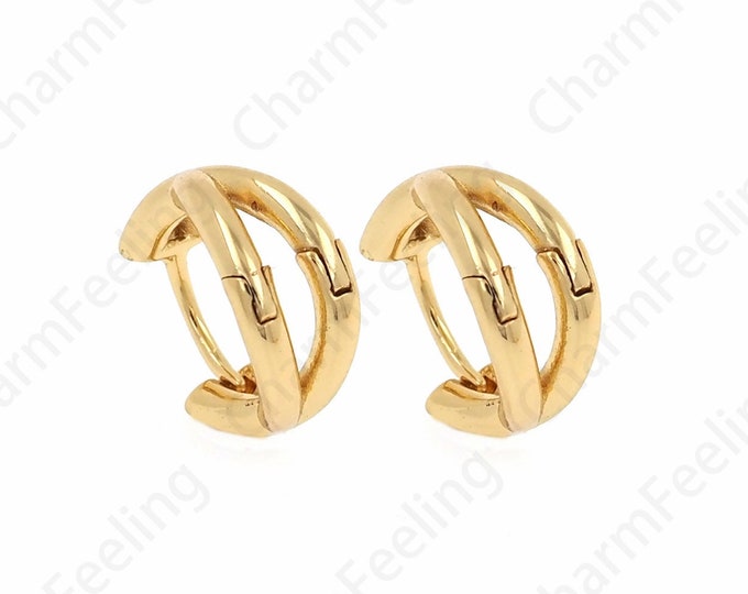 Hoop Earring, Tragus Earring,Pierced Earrings, Simple Gold Hoop,Tragus Piercing, Simple Hoop, Endless Hoop, Huggie Tragus,13.5x12.5x6.5mm