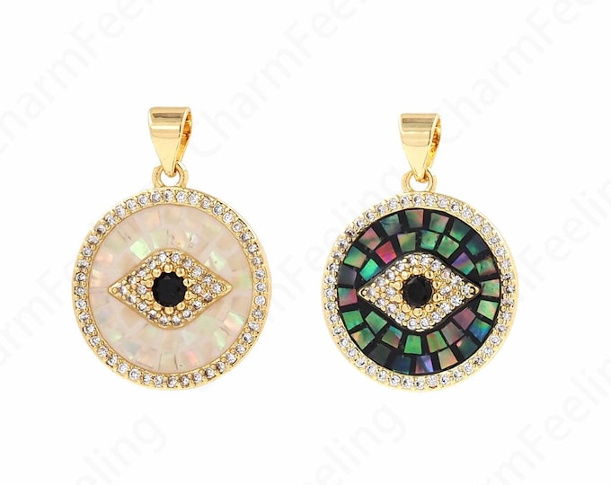 Round Eye Medal, Eyes On Coin Necklace,Eye Charm, Eye Pendant, DIY Jewelry Making Accessories 25x17.5x2.5mm