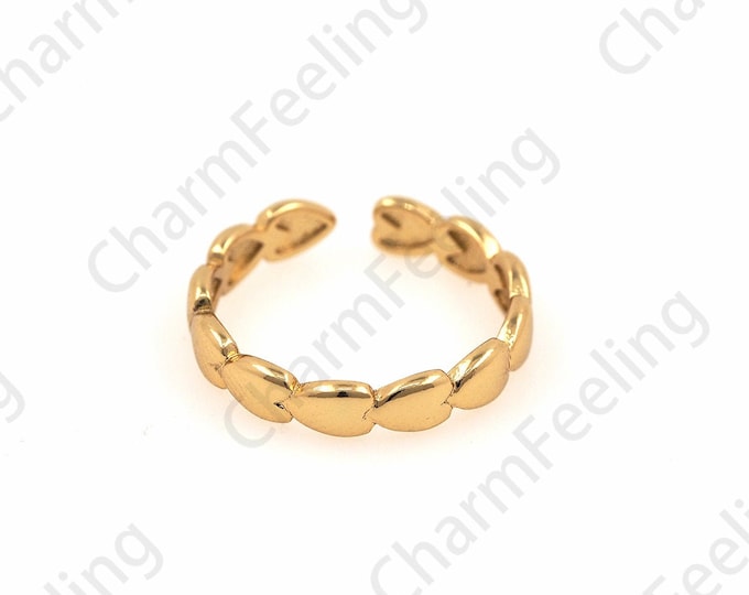 18K Gold Filled Love Ring, Adjustable Ring, Gold Open Ring, Heart-To-Heart Ring, A Gift For Her