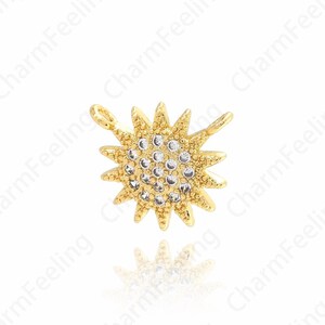 Sun Pendant,Sun Pendant,Micropave CZ Sunlight Charm 18K Gold Filled Round Sun Charm,DIY Jewelry Supplies 13x14.2x3.2mm