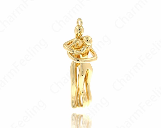 Hugging Couple Charms,18K Gold Filled Dancing Hugging Pendant,Soulmate Charm Bracelet Necklace for DIY Jewelry Making Supply,40x12x13.5mm
