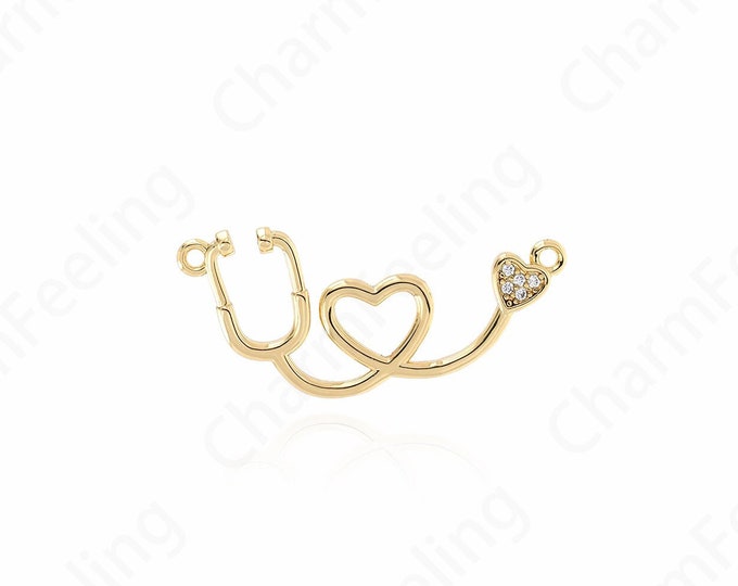 Bracelet Necklace Connector, Letter Connector, 18K Gold Filled Bar Connector, Love Connector, DIY Jewelry Supplies, 30x12.5x1.5mm