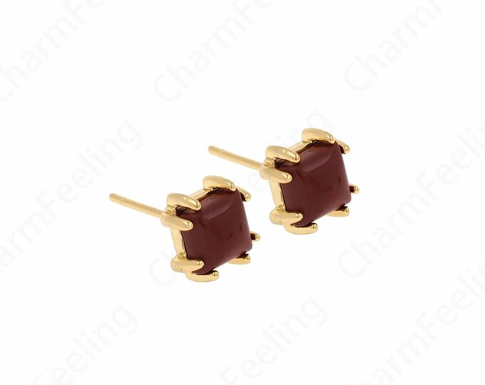 1 Pair, 18K Gold Filled Rectangular Rhinestone Earrings, Square Earrings, Micropavé CZ Exquisite Earrings, Crystal Earrings,17x8mm