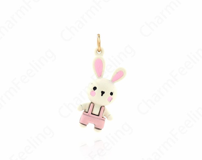 Rabbit Necklace,Gold Rabbit Necklace,Animal Charm,3D Rabbit Pendant,18K Gold Filled Rabbit Pendant,DIY Jewelry Accessories,26x10.8x4.5mm
