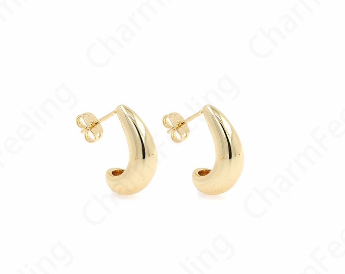 18K Gold Filled Women's Earrings, Crescent Moon Earrings, Thick Gold Earrings, Simple Earrings, Fashionable Earrings,19x15x7mm
