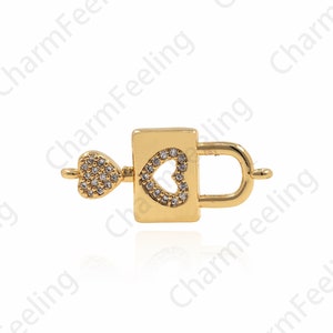 Key Lock Connector, Lock Charm, Love Charm, Love Lock Link, DIY Jewelry Making Accessories 10.6x24x2mm 1pcs