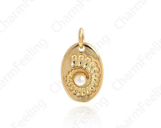 Micropavé CZ Shell Pendant, Beach Charm, 18K Gold Filled Beach Necklace, Shell Necklace, Shell Charm, DIY Jewelry Supplies, 18x10.5x4.2mm