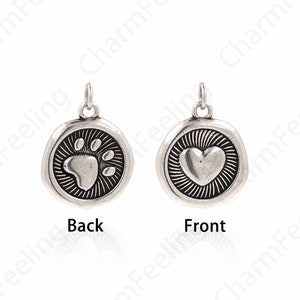 Retro Disc Charm, Footprint Charm, Footprint Pendant, Round Charm, Turquoise Pendant, DIY Jewelry Supplies, 18x13.5x2.5mm