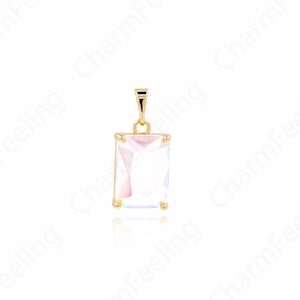 Geometric Pendant,Micropavé CZ Square Necklace,18K Gold Filled Rectangular Charm,Rectangular Pendant,DIY Jewelry Supplies,22.5x10.5x6mm