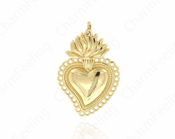 18K Gold Filled Love Charm,Love Necklace, Heart Charm, Micropavé CZ Heart Pendant, Gift for Her, DIY Jewelry Accessories,36.7x24.8x4mm