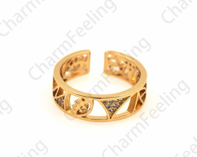 18K Gold Filled Eye Ring, Dainty Ring, Adjustable Ring, Stackable Ring, Gold Open Ring, Eye Charm,