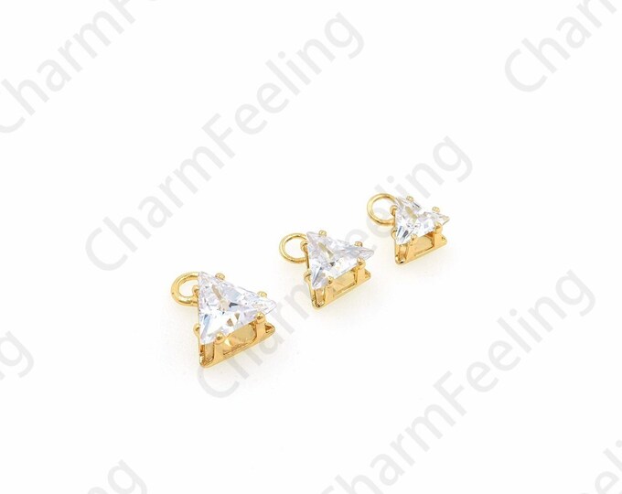 Micropave Cubic Zirconia Pendant, Rhinestone Necklace, Gift For Her, 18K Gold Filled Triangle Rhinestone Pendant, DIY Jewelry Accessories