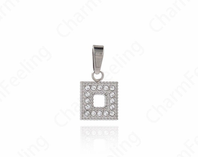 Silver Filled Geometric Necklace,Medal Charm, Rectangular Pendant, Suitable For DIY Jewelry Making Accessories,15x7.5x1.7mm