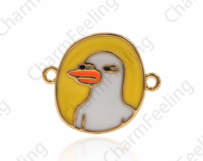 18K Gold Filled Enamel Connector, Duck Connector, Yellow Enamel Connector, DIY Bracelet Accessories 15x18x1.5mm