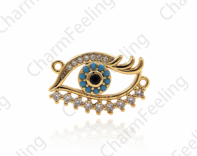 18K Gold Filled Beautiful Eye Necklace,Beautiful Eyes,Lucky Eye Necklace,Eye Charm,Eye Pendant,DIY Jewelry Accessories 11.5x18x2.5mm