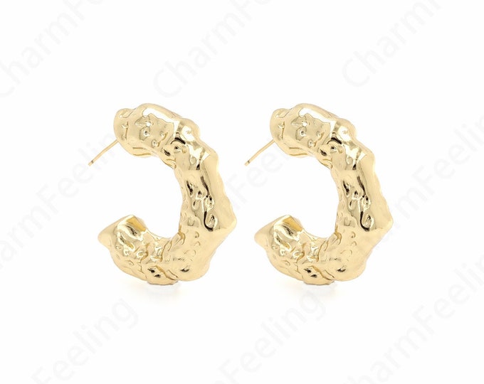 18K Gold Filled Moon Earrings, Crescent Moon Earrings,Dainty Earrings,Gift for Her, Fashionable Earrings, Thick Gold Earrings, 34.5x35x8.5mm