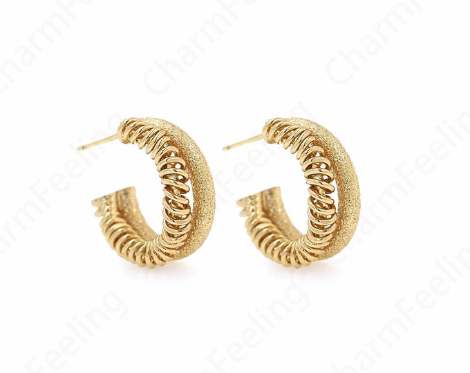 18K Gold Filled Thin Earrings, Twist Earrings, Round Earrings, Thin Gold Earrings, Gift for Her, 21x20.5x7mm