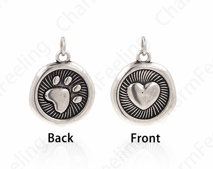 Retro Disc Charm, Footprint Charm, Footprint Pendant, Round Charm, Turquoise Pendant, DIY Jewelry Supplies, 18x13.5x2.5mm