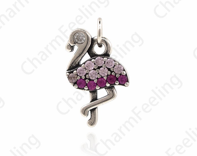 CZ Micropavé Bird Necklace Bird Pendant Charm Crane Necklace Bracelet Animal Jewelry Exquisite Necklace Anniversary Gift (14x8x2.5mm)