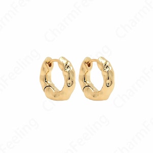 1 Pair Hammered Earrings,Thick Earrings,Simple Earrings, 18K Gold Filled Hoop,Twist Earrings,Perfect Gift for Her and Girls,17.5x18x4mm