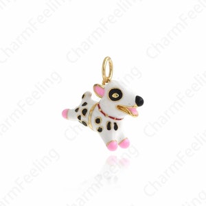 Enamel Dog Pendant, Loyal Dog Charm, Dog Lovers Necklace, 18K Gold Filled Dog Pendant, DIY Jewelry Components 14x16.5x6mm