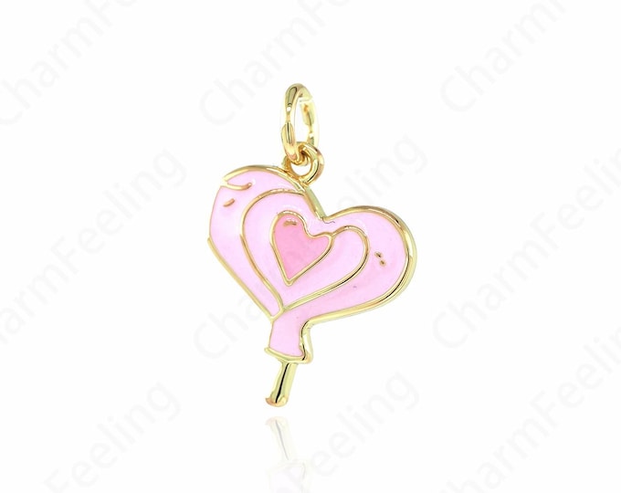 Enamel Heart Charm,Enamel Heart-Shaped Pendant, Heart-Shaped Necklace, Enamel Charm DIY Jewelry Making Accessories 20x12x2mm