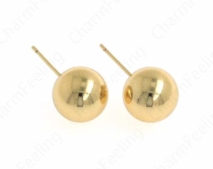 18K Gold Filled Ball Stud Earrings,Ball Earrings,Round Earrings,Gold Ball Earrings,Dainty Earrings,DIY Jewelry Supplies,11.6mm