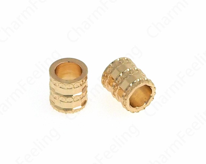 10 pcs,Gold Tube Connector BeadsCylinder Lsolation Beads, Spacer Beads, String Beads,Large Hole Tube  6.7x6mm