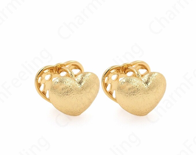 1 Pair,Pierced Earrings, Micropavé CZ Love Earrings, 18K Gold Filled Heart Earrings, Love Earrings, DIY Jewelry Accessories, 9x10.6x10.6mm
