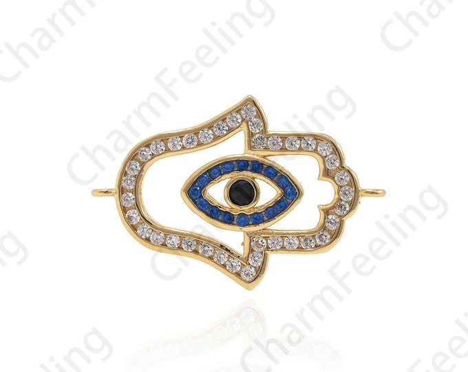 Hollow Eye Connector, Hamsa Charm, Hamsa Connector,Eye charm, DIY Jewelry Making Accessories 20x16.5x1.9mm 1pcs