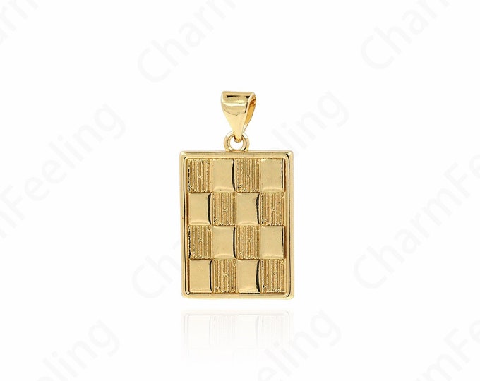 18K Gold Filled Geometric Necklace,Rectangular Pendant, Medal Charm, Suitable For DIY Jewelry Making Accessories,26x14.5x1.8mm