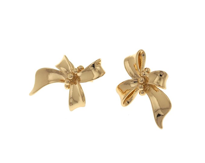18K Gold Filled Bow Earrings,Dainty Exquisite Earrings, Bow Hoops,A Gift For Her, 19x23x5mm