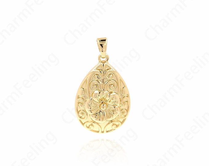 Teardrop Necklace,18K Gold Filled Drop Pendant, Dainty Charm,Drop Necklace, DIY Jewelry Accessories, 40.5x22x5.5mm
